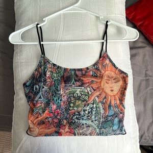 Cute boho celestial vibe mesh crop top